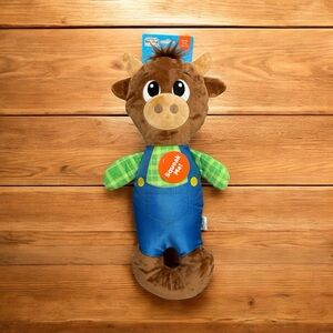 Outward Hound Brown and Blue Stuffed Cow Dog Toy